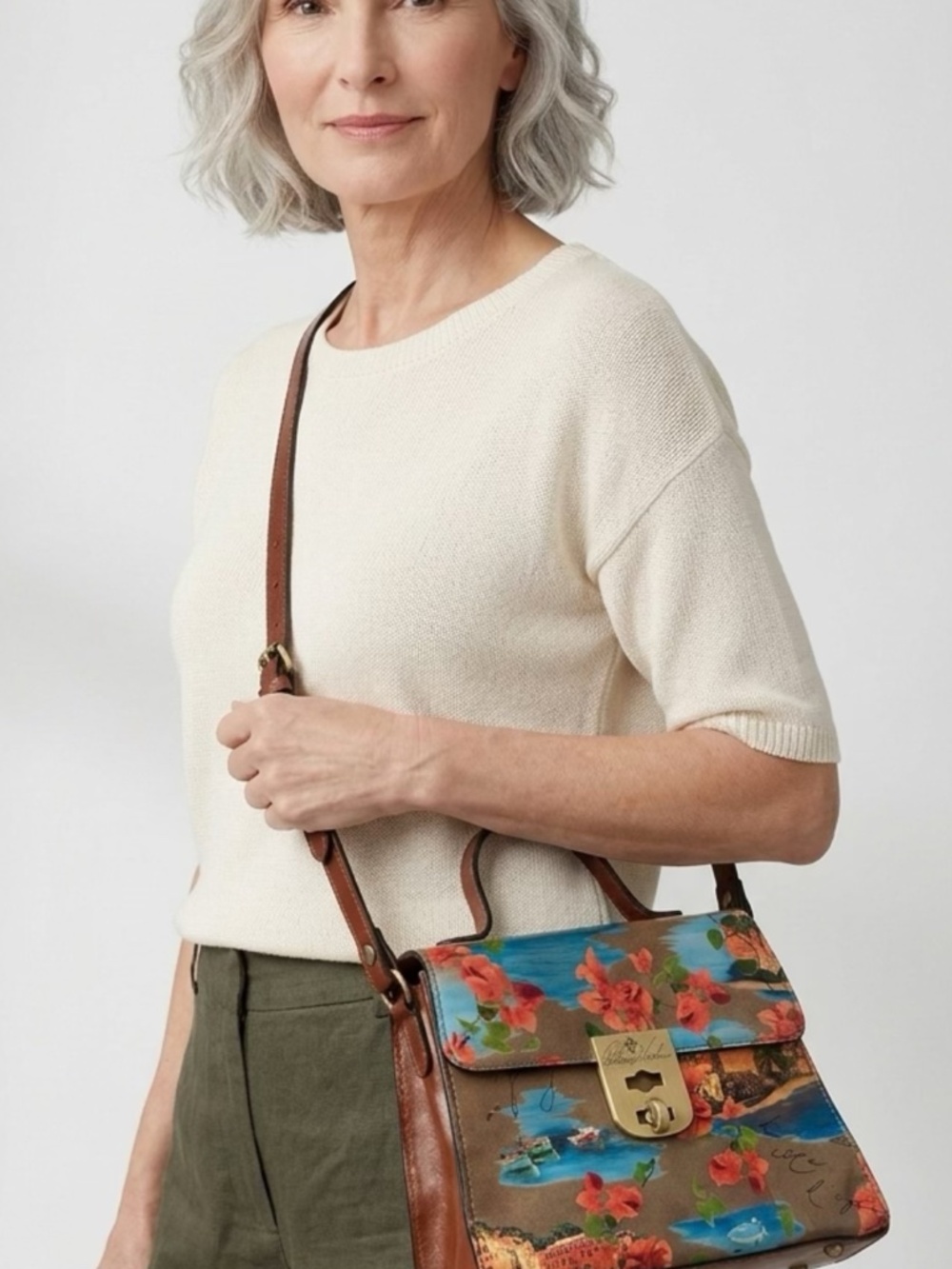 Patricia Nash Mediterranean Coastal Print Leather Crossbody Bag